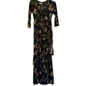 Flamingo Urban Floral Maxi Dress with Belt and pockets- Like New